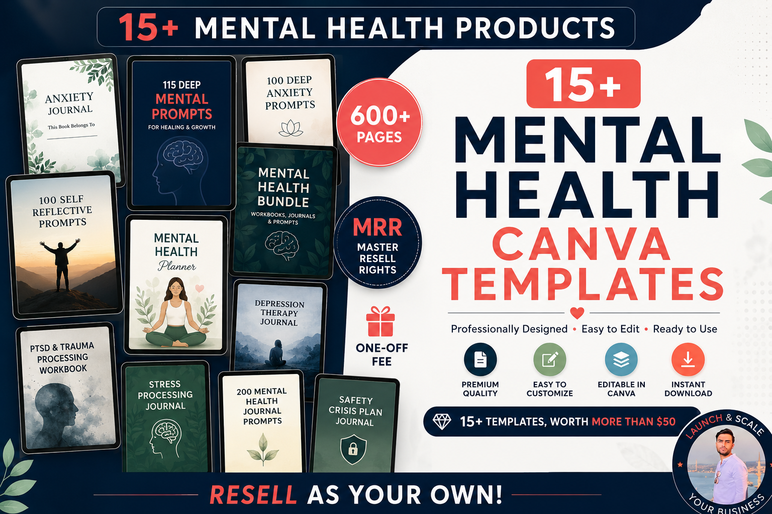 Mental Health Journal and Planner Bundle, 15+ Digital Journal Planner