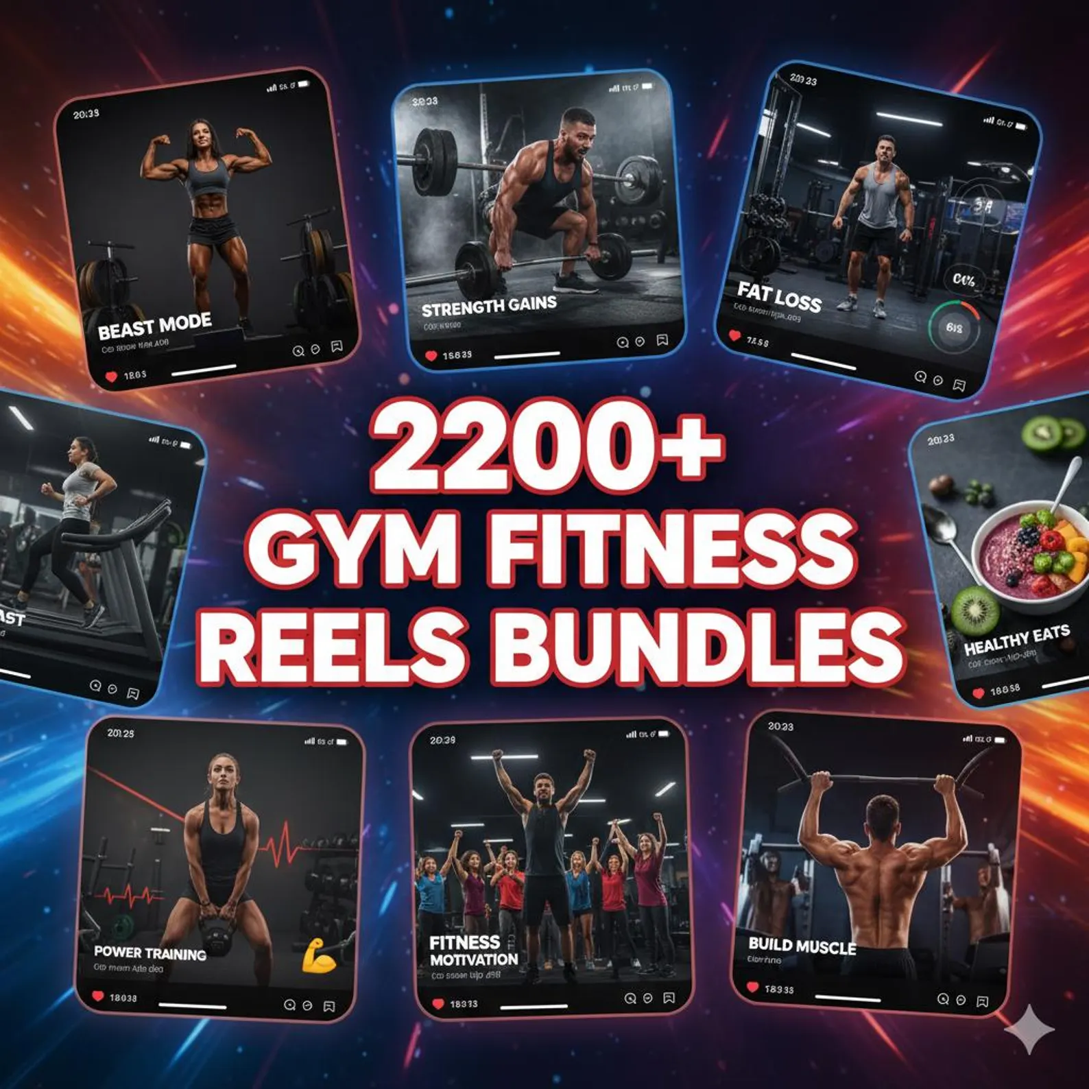 2200+ Gym & Fitness Reels Templates — The Ultimate Workout Content Bundle!